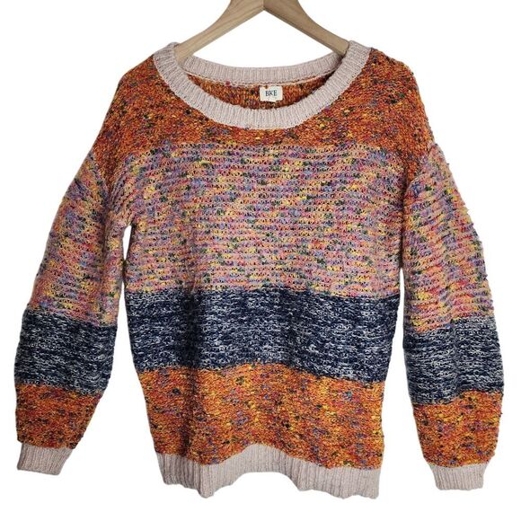 BKE Sweater Women's Small Knit Long Sleeve Yarn Crew Neck‎ Pullover Multicolor - Picture 1 of 6